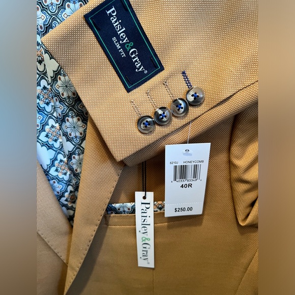 Paisley & Gray NWT Classic Camel Colored Sz 40R Slim Fit Lined Blazer Coat (489) - Picture 8 of 10